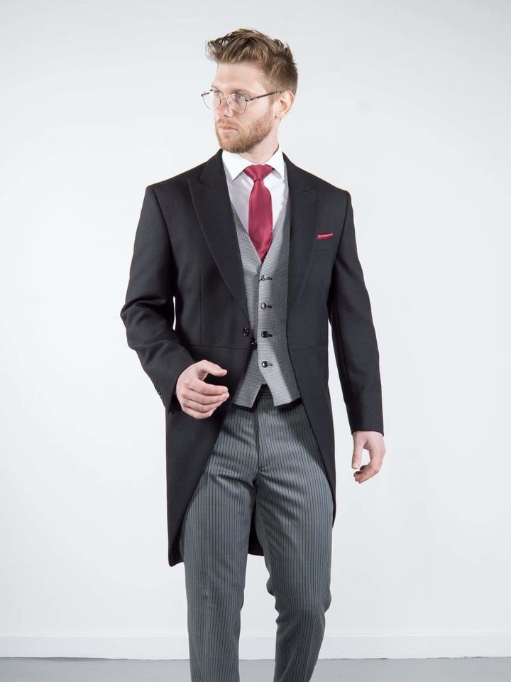 Classic Black Herringbone Morning Suit Package - Suit & Tailoring