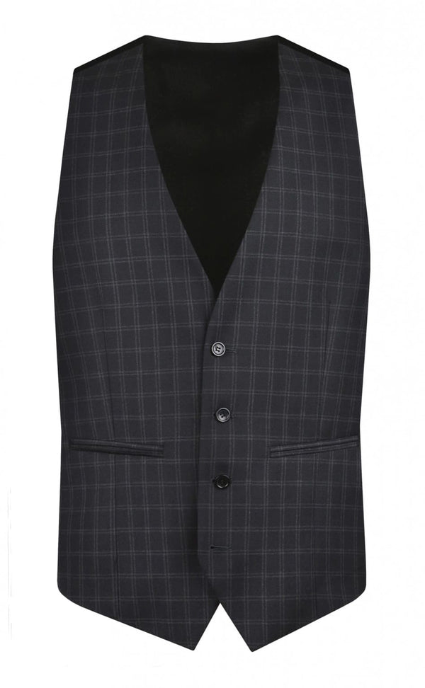 Torre Colt Black Check Men’s Waistcoat - 34R - Suit & Tailoring