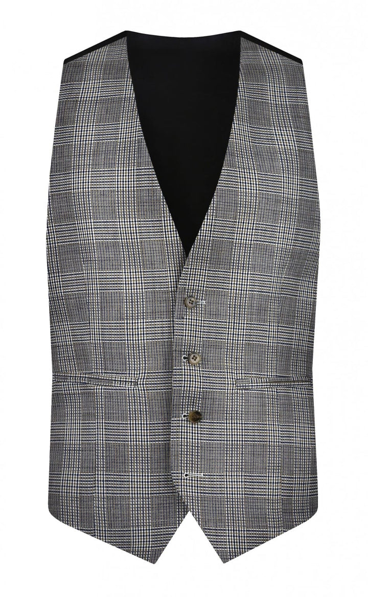 Torre Colt Blue Check Men’s Waistcoat - 34R - Suit & Tailoring