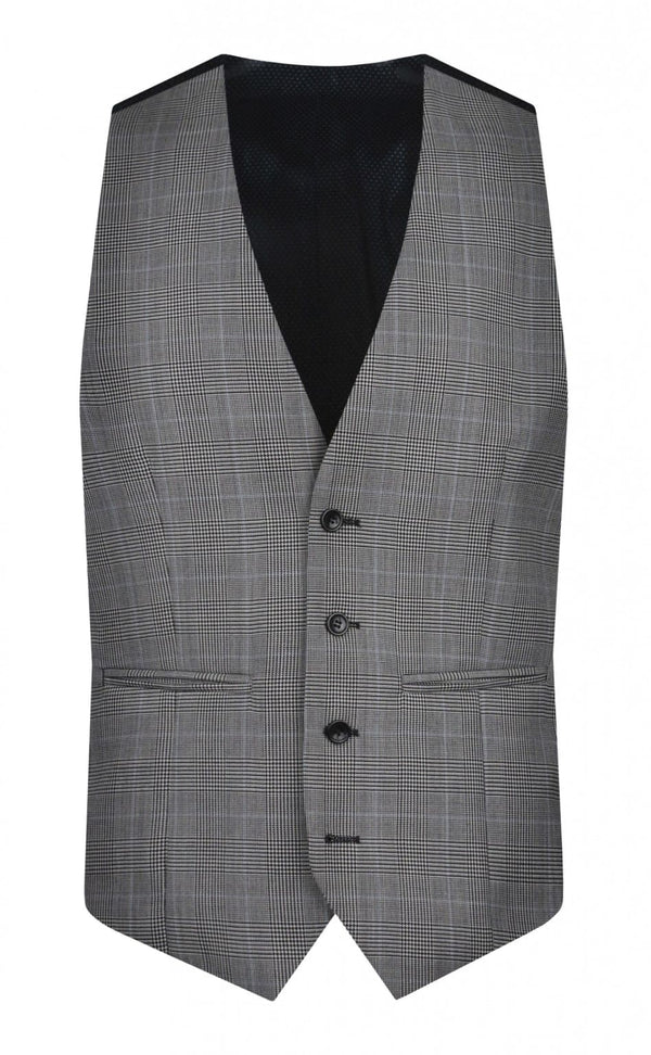 Torre Colt Grey Check Men’s Waistcoat - 34R - Suit & Tailoring