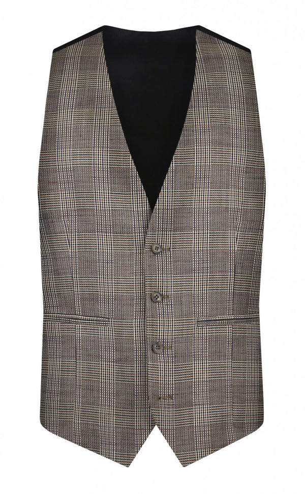 Torre Colt White And Ivory Check Men’s Waistcoat - 34R - Suit & Tailoring