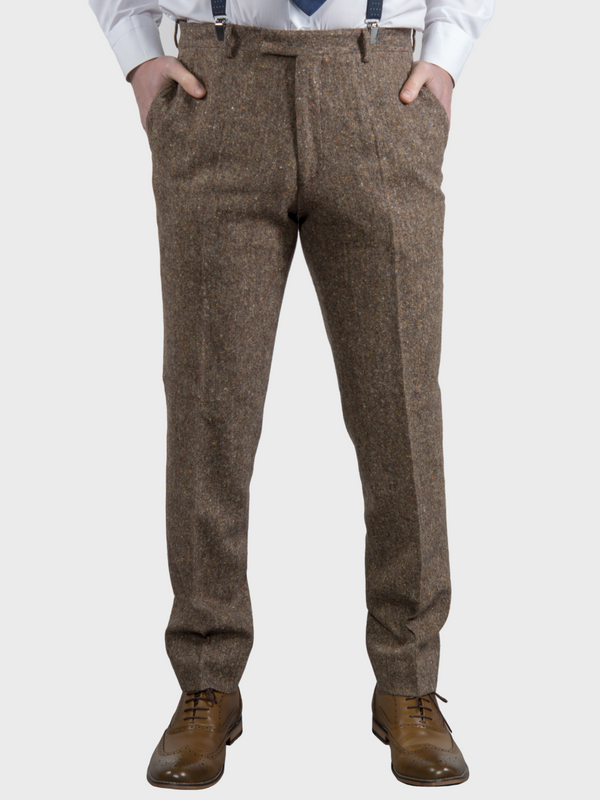Torre Elton Tweed Men’s Brown Donegal Tweed Trousers - Suit & Tailoring