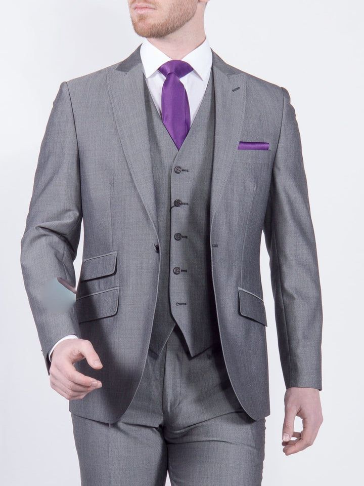 Torre Gavin Silver Grey Mohair 3 Piece Tailord Fit Suit - Suit & Tailoring