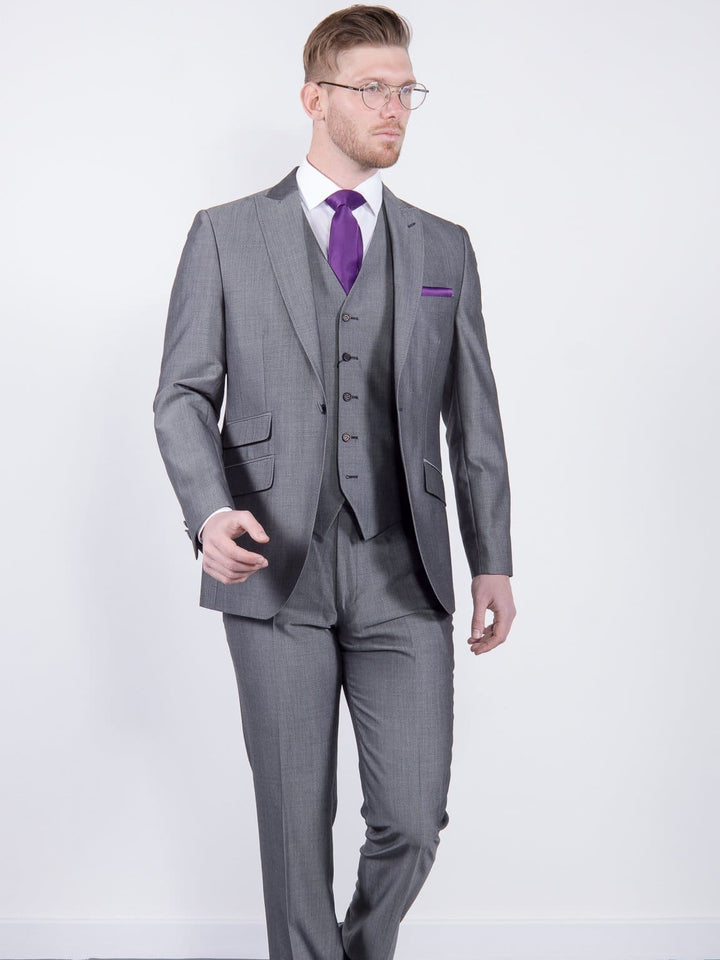 Torre Gavin Silver Grey Mohair 3 Piece Tailord Fit Suit - Suit & Tailoring