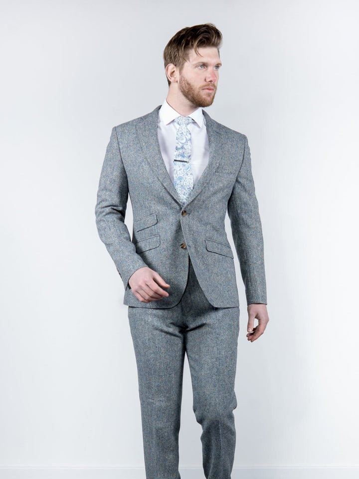 Ice Blue 100% Donegal Wool Tweed Blazer - 38S - Suit & Tailoring