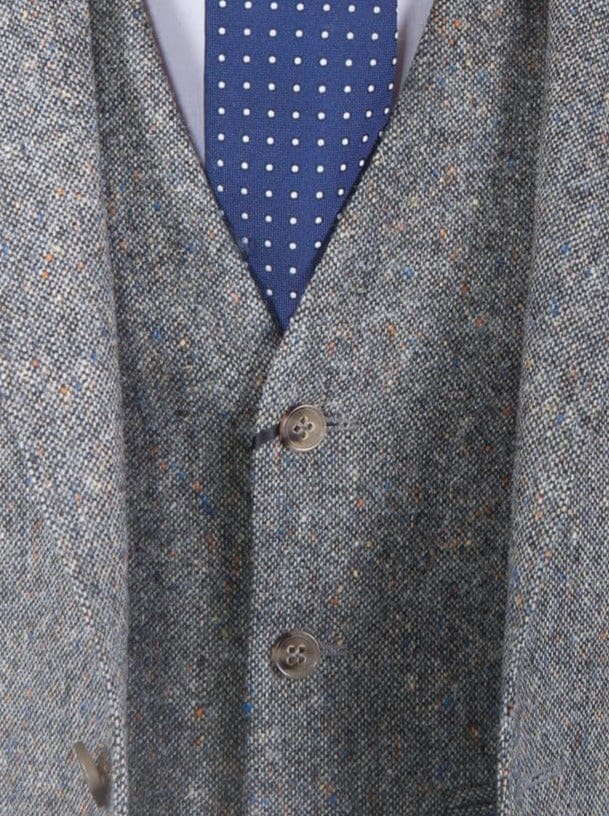 Torre | Torre Men’s 3 Piece Grey 100% Wool Donegal Tweed Suit - MENSWEARR