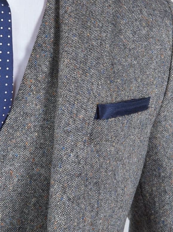 Torre Men’s Grey 100% Wool Donegal Tweed Blazer - Suit & Tailoring