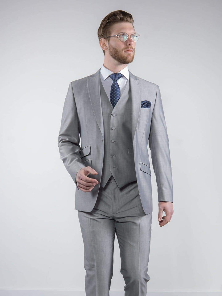 Torre Mens Light Weight Pearl Grey Mohair Waistcoat - Suit & Tailoring