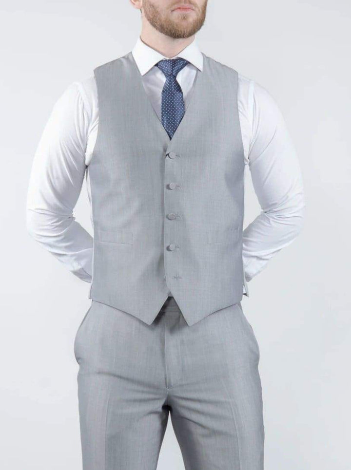 Torre Mens Light Weight Pearl Grey Mohair Waistcoat - 34R - Suit & Tailoring