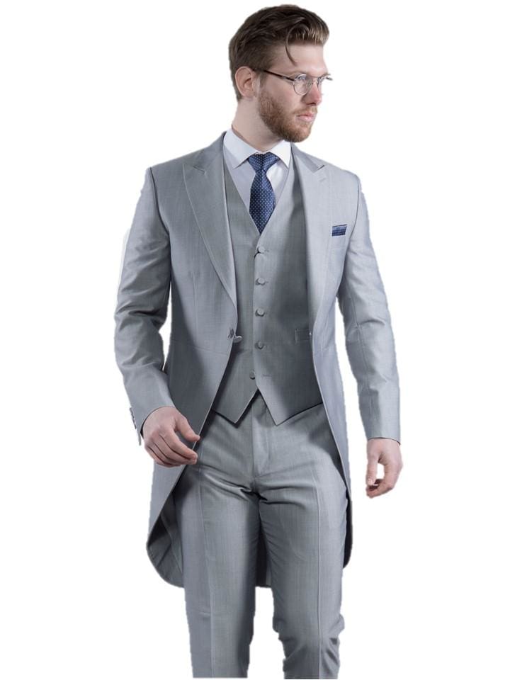 Torre Mens Light Weight Light Grey Morning Tailcoat - 38S - Suit & Tailoring