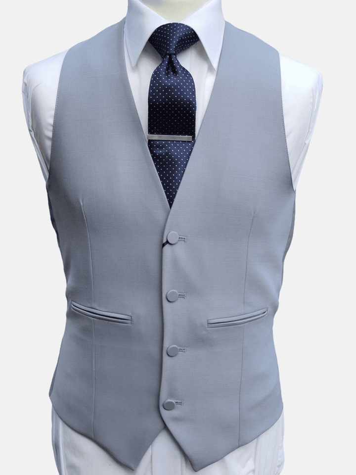 Torre Men’s Modern Grey Single Breasted Royal Ascot Waistcoat - 36R - Suit & Tailoring