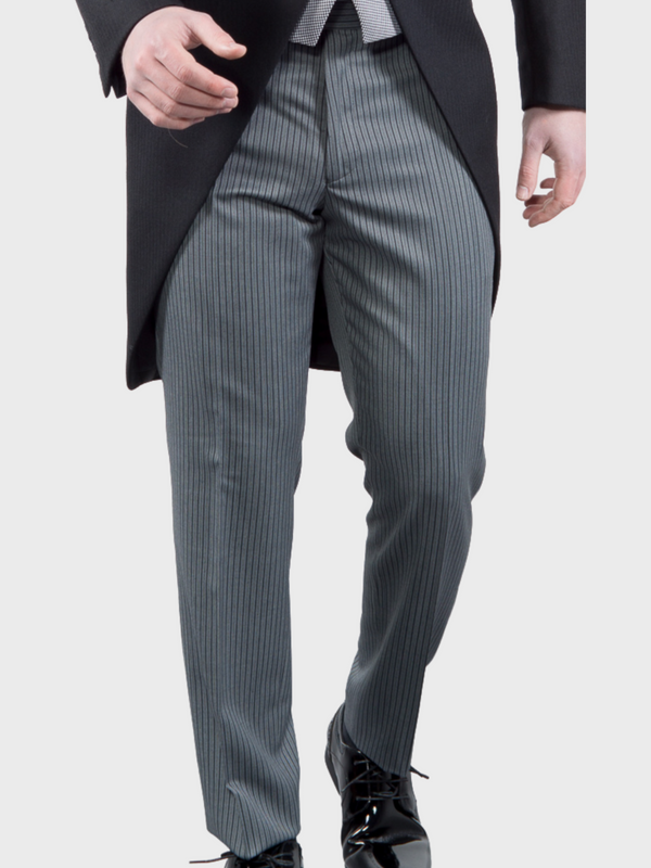Torre Men’s Classic Grey Stripe Morning Trousers - 32S - Suit & Tailoring