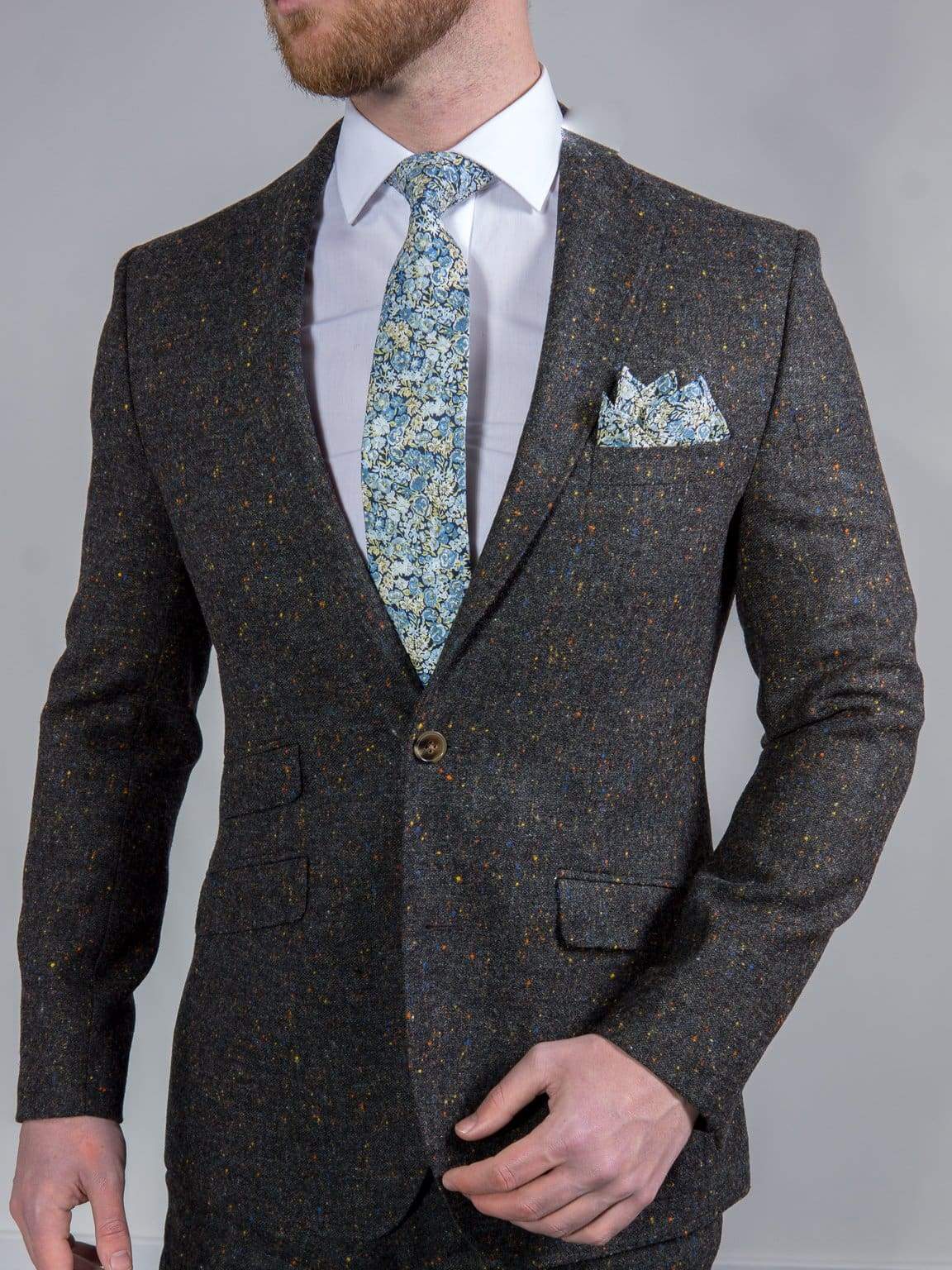 Charcoal Tweed Grey Donegal Tweed Suit Torre Tweed 100% Wool