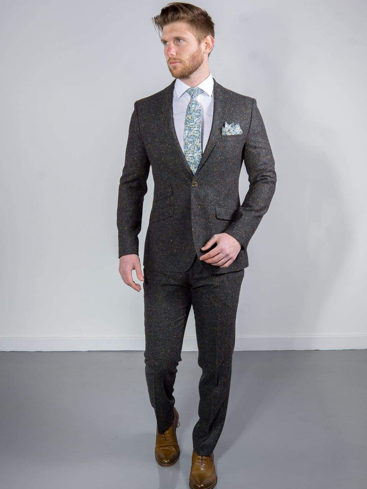 Torre Tweed 100% Wool Mens Grey Donegal Tweed Jacket - Suit & Tailoring