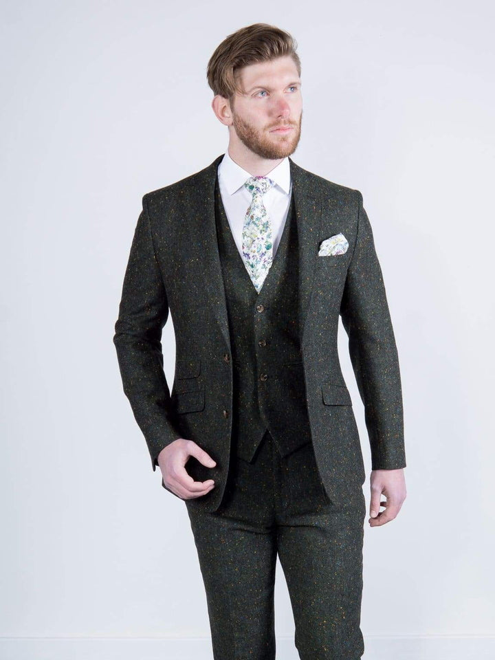 Torre Tweed 100% Wool Mens Green Donegal Tweed Jacket - 38S - Suit & Tailoring