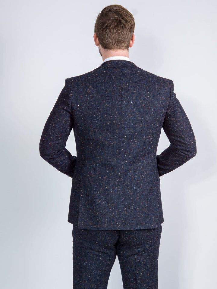 Torre Tweed 100% Wool Mens Navy Donegal Tweed Jacket - Suit & Tailoring